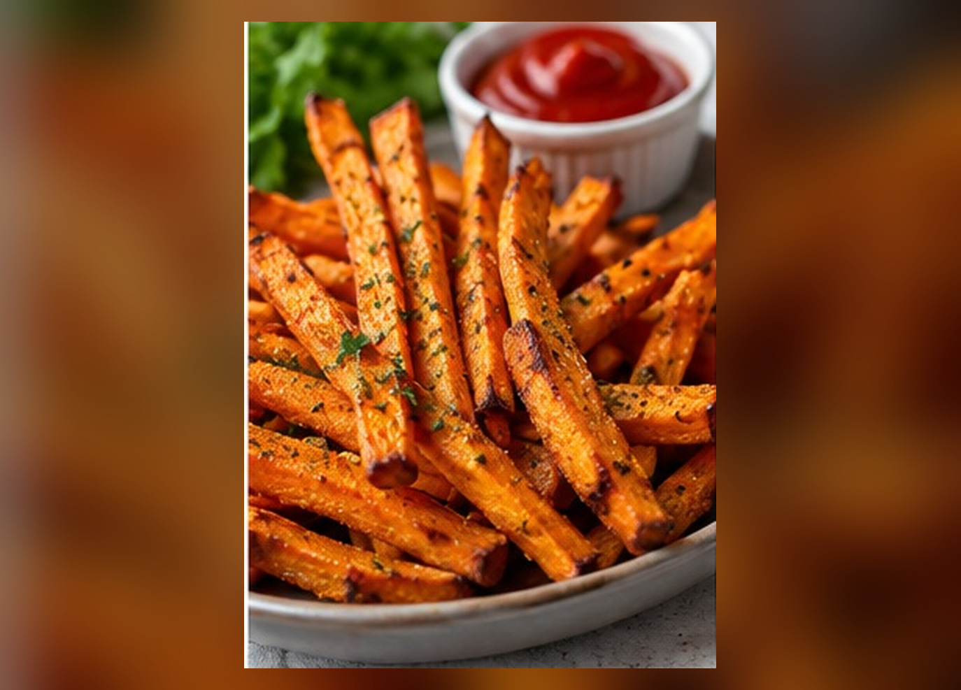 Golden paprika-seasoned sweet potato fries with dipping sauce