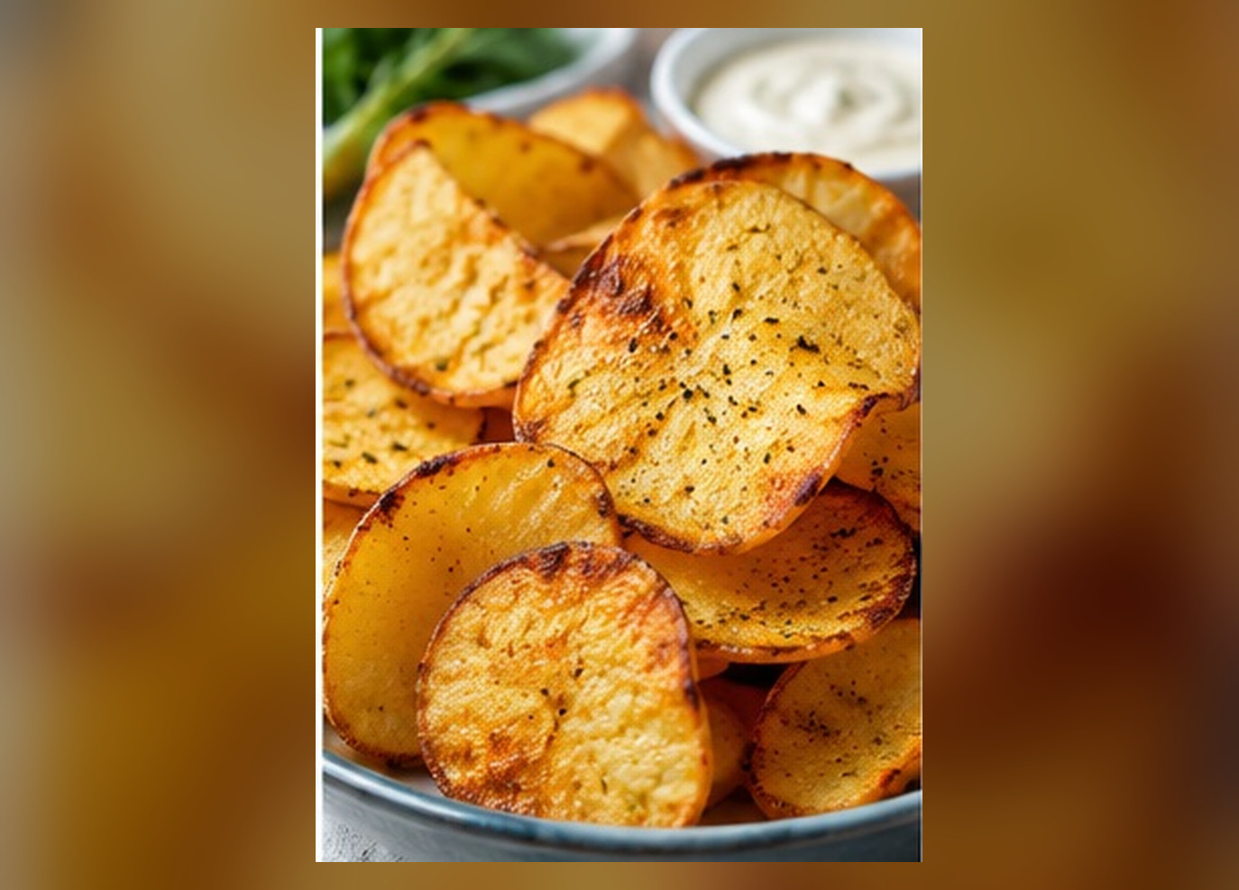 Golden homemade British-style air fryer potato chips
