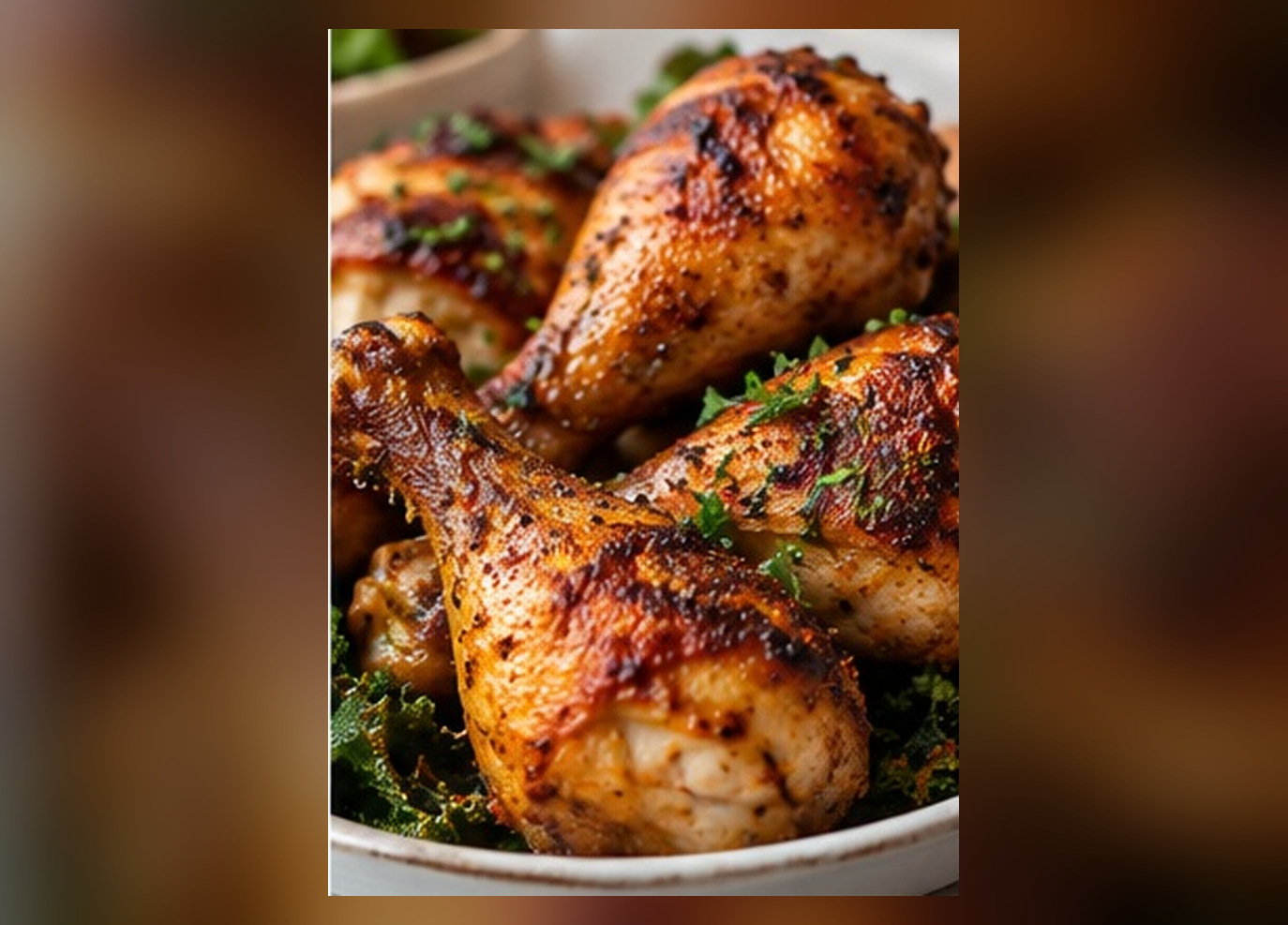 Golden paprika and garlic chicken drumsticks with fresh herbs